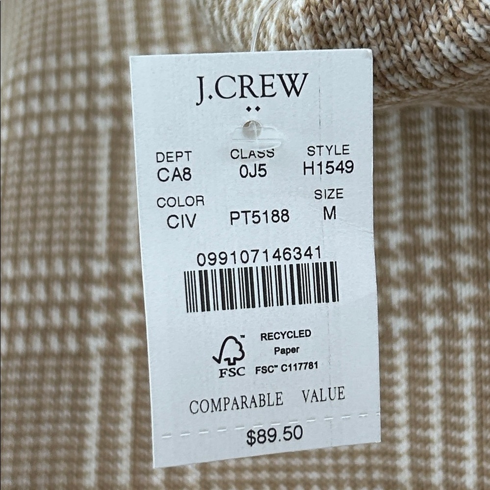 J.Crew Long-sleeve funnelneck pullover NWT Size Medium in Camel Ivory - Picture 6 of 9